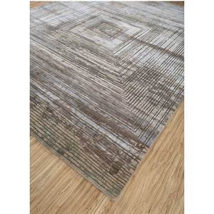 Alfombra Uvenuti de Lana y Seda de Bambú Tejida a Mano con Patrón Geométrico Beige y Marrón para el Hogar LRB-1666 - Product Image 2