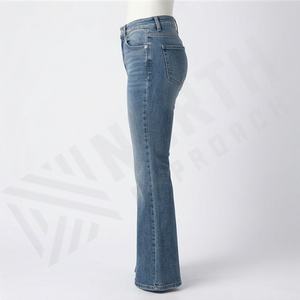 <b>Women's</b> High Waisted Stretch Flare Boyfriend <b>Jeans</b> Casual Bootcut <b>Stretchy</b> Wholesale Denim Pants for <b>Women</b> Customized Color - Product Image 3