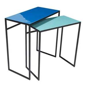 Juego de 2 Mesas de Consola Modernas de Hierro de la Mejor Calidad, Base Negra y Superficie de Color, para Decoración del Hogar y Hoteles - Product Image 1