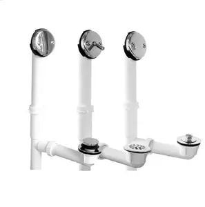 White Tubular Tip-Toe Bath Waste and Overflow Assembly 1-1/2" Coarse Thread Tip-Toe Bathtub Drain Plug Trim Set