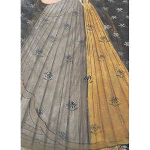 Art mural et tapisserie en tissu de coton gris et noir Pichwai Art, motif paysager pour la décoration intérieure - Product Image 3
