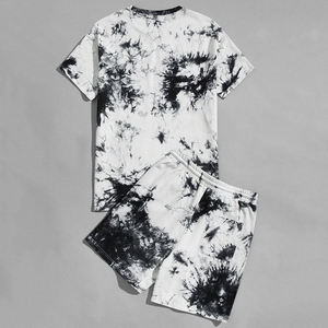 Los mejores conjuntos de gimnasio informales de dos piezas para hombre, ropa deportiva para correr de verano, Conjunto de camiseta y pantalones cortos estampados de felpa y punto - Product Image 2