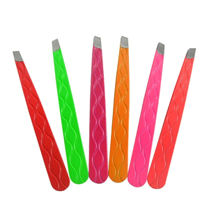 แหนบคิ้วแบบเอียงทำจากสเตนเลสสินค้ามาใหม่แหนบพิมพ์สีสันสดใส - Product Image 1