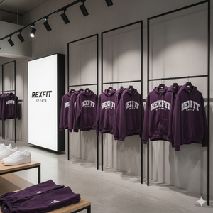 เสื้อฮู้ดซิปผู้ชาย Rexfit Sports ลายพิมพ์โลโก้แบบนูน |   เสื้อฮู้ดซิปผ้าฟลีซพรีเมียม |   เสื้อฮู้ดลำลองสไตล์สตรีทสำหรับฤดูหนาว - Product Image 6