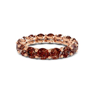 Anillo Eternity Redondo Marrón Intenso con Diamantes Cultivados en Laboratorio de 1.00 Ct Tw, Oro Sólido de 14K, Color Marrón, Claridad VS, 30 Diamantes, Tono Cacao Rico - Product Image 3