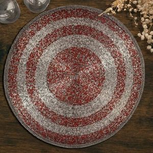 Set de table en coton brodé de perles de rocaille avec logo personnalisé, motif floral vintage, fait main - Product Image 2