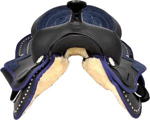 Juego de sillines de barril sintético occidental de calidad superior, tachuela de caballo de carreras inglés, sillín de caballo sintético para carreras de caballos, excelente - Product Image 4