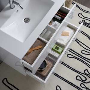 Koricini 80Cm White Gloss Wall Hung Bathroom Cabinet Minimalist Italian 2 Drawers Mirror <b>Light</b> <b>Space</b> Saving for Home Hotel - Product Image 3