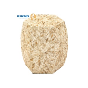 Chaise ottomane de salle à manger rustique en rotin capiz personnalisable, pouf, meubles de maison pour chambre à coucher, salon et cuisine - Product Image 1