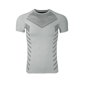 Men's Grey Digital Print <b>Polyester</b> <b>T</b>-<b>Shirt</b> Slim Fit Short Sleeves Casual Style O-Neck for Outdoor Fashion Gym Use OEM Customized - Product Image 1