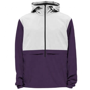 Chaqueta Lisa cortavientos con logotipo personalizado al por mayor, Jersey personalizado con capucha y media cremallera para hombre, chaqueta cortavientos Anorak - Product Image 6