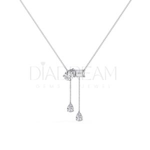 Collar de Plata de Ley 925 de nuevo estilo, collar de diamantes de moissanita de Esmeralda y pera del Este Oeste, collar de mujer más hermoso - Product Image 4