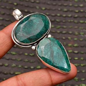 จี้มรกตทำด้วยมือสร้อยคอเงินสเตอร์ลิง925อัญมณีธรรมชาติของขวัญเครื่องประดับที่สง่างามสำหรับผู้หญิง - Product Image 1