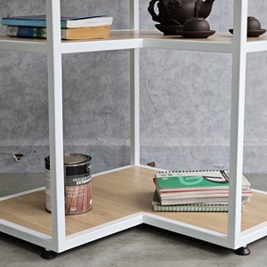 Estante de Pared Esquinero de 4 Niveles KGT68027, 60x60x120cm, Madera Contrachapada con Estructura de Hierro, Tipo Soporte, Almacenamiento para Sala de Estar o Dormitorio - Product Image 6