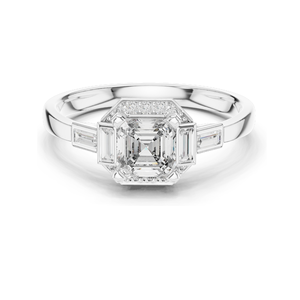 แหวนเพชรทรง Asscher ขนาด 0.78 กะรัต สำหรับผู้หญิง ความใส VVS-VS สี EF มีให้เลือกทั้งทองชมพู ทองเหลือง ทองขาว และเงิน 925 - Product Image 2