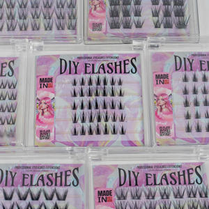 Handmade <b>Synthetic</b> <b>Hair</b> C Curl Cluster Eyelashes 14mm Length Ultra Soft Pre-glued NBT-N-08 - Product Image 5