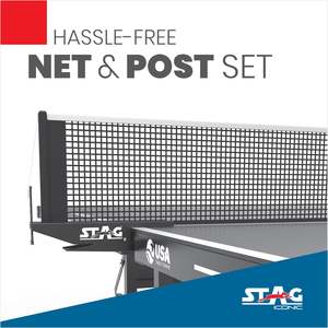 Stag Iconic Indoor Aluminum Table Tennis Table <b>Top</b> Frame 25mm Thick Anti-Weathering Movable with Wheels <b>Net</b> - Product Image 5