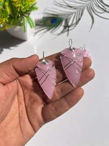 New Trendy Natural Crystal Folk Art Pendant Necklace Hand Carved Silver <b>Wire</b> Wrapped Rose Quartz Arrowhead Feng Stone Crafts - Product Image 2