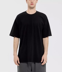 Camiseta de cuello redondo de algodón 100% de alta calidad para hombre tela de punto negra cómoda y lisa al por mayor - Product Image 2