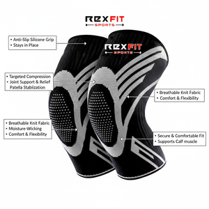 Manchons de genou RexFit Sports avec logo personnalisé pour l'haltérophilie, bandages de genou pour l'entraînement croisé, soutien pour les squats et la salle de sport - Product Image 5