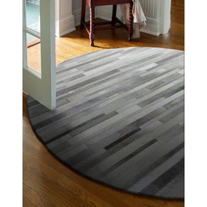Alfombra de Cuero Vacuno a Rayas Personalizada, Apta para Mascotas, Antideslizante, Tradicional, Hecha a Mano, de Pelo Corto, con Diseño de Patchwork para Sala de Estar y Oración - Product Image 3