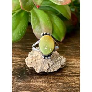 Handmade Navajo <b>Turquoise</b> & Sterling Silver <b>Ring</b> Size 7 Invisible Setting Gemstone Jewelry for Everyday Wear or Gift - Product Image 1