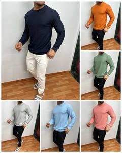 T-shirt de gymnastique 100% coton imprimé personnalisé pour hommes coupe ajustée à manches longues dans un style uni - Product Image 2