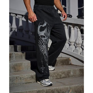 Baggy Fit Sweat Pants, Trendy Oversized <b>Trousers</b> With Adjustable <b>Drawstring</b> Waist Comfortable Fit Baggy Sweat Pants - Product Image 2