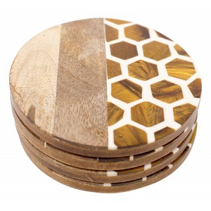 Stylish Latest Design Round Wooden <b>Coasters</b> Brown Honeycomb <b>Coaster</b> <b>Set</b> of 4 Tea and Coffee Mug <b>Coasters</b> - Product Image 1