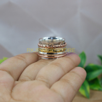 Bague rotative en argent sterling 925, anneau anti-anxiété pour le pouce, bijoux en laiton et cuivre, anneau rotatif multi-métaux, anneau large