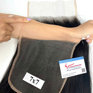 HD Swiss Closure Hair Raw Vietnamese Hair Bundles Closure HD Swiss Closure 7x7 Línea de cabello natural Nudo pequeño Listo para enviar - Product Image 1