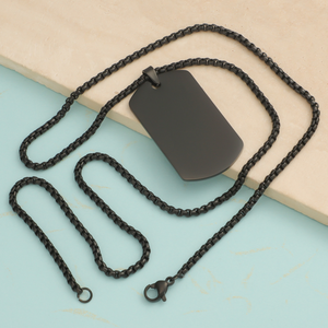 Collana con Targhetta in Acciaio Inossidabile Lucidato a Specchio Stile Hip Hop, Pendente Personalizzato con Logo o Nome Inciso - Product Image 3