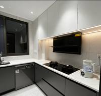 Ensemble complet d'armoires de cuisine en aluminium avec évier, accessoires, charnières, glissières de tiroir pour la maison, la villa, les meubles de cuisine