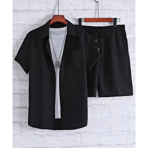 ชุดเสื้อยืดวิ่งจ๊อกกิ้งสำหรับผู้ชายและกางเกงขาสั้นชุดเดินชายหาดแฟชั่นที่เป็นมิตรต่อสิ่งแวดล้อมติดโลโก้ได้ตามต้องการ - Product Image 5