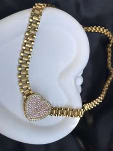 מותאם אישית אופנתית נירוסטה nuggt שרשרת יהלום מסגרת לב שרשרת אופנה נשים שרשרת תכשיטים לנשים מתנה - Product Image 3