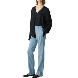 กางเกงถักเอวสูงขากว้างสำหรับผู้หญิงกางเกงใส่ทำงานระบายอากาศได้ดีใส่สบายสำหรับฤดูร้อน - Product Image 3