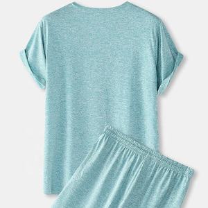 Été Hommes Vintage Velour 2 Pc Short Sets Shorts Tracksuit T-shirt Sports Casual Shirts Short Sleeve - Product Image 3