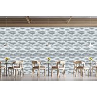 Panneau mural 3D à vagues en PVC au design moderne, plastique noir mat imperméable pour la décoration de l'hôtel et de la salle, panneaux de revêtement mural