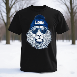 Abbigliamento Lions Lover: T-shirt invernale con faccia di leone con occhiali da sole - Product Image 3