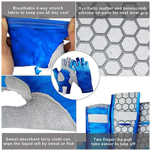 Gants de pêche sans doigts hommes femmes pour kayak gants de Sport randonnée en plein air UPF50 + gants de pêche au soleil sans doigts - Product Image 2