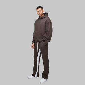 Survêtement 2025 100% coton Pantalon empilé et sweat à capuche surdimensionné Logo personnalisé Survêtement pour hommes - Product Image 1