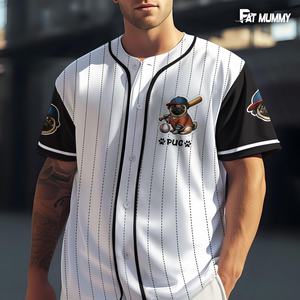 Maillot de baseball décontracté et amusant à motif de personnage, grande taille, pour les amateurs de dessins animés et de films, imprimé par transfert thermique, 100 % coton - Product Image 4