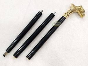 Bâton de marche en bois fait à la main avec manche en laiton tête de loup/cannes de marche en bois avec manche en laiton tête de loup - Product Image 4