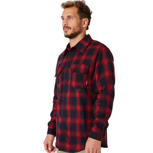 Camisa de Franela a Cuadros con Botones de Manga Larga Informal para Hombre, Personalizada OEM, Camisa de Franela con Logo de Primavera, Lisa y Teñida - Product Image 3