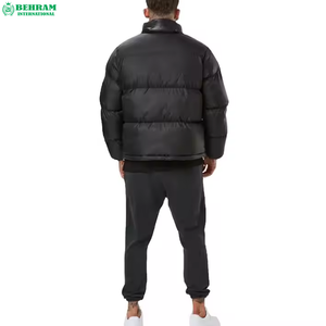 Wholesale Behram International Men's Winter Black High Street Style Windproof Breathable Puffer <b>Jacket</b> for Adults - Product Image 2