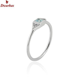 Joyería de Plata de Ley 925 de moda Topacio azul natural y anillo de fiesta de boda de múltiples piedras preciosas con incrustaciones de ajuste de bisel - Product Image 3