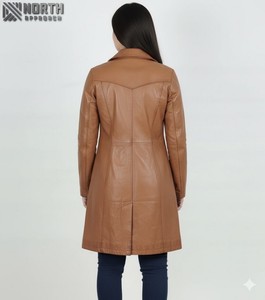 Long <b>Coat</b> Jacket Original Pure <b>Top</b> Premium Quality Leather Premium Quality For Women 1 Piece Stand Winter Jacket Regular Custom - Product Image 4