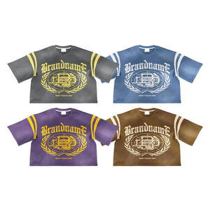 เสื้อครอปผ้าฝ้ายแนวสตรีทของผู้ชายผ้าคอตตอนโอเวอร์ไซส์ทรงหลวมเข้ารูป100% กราฟิกแนวสตรีท - Product Image 4