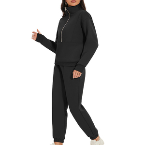 Col rabattu polaire coton vêtements de sport hiver respirant survêtements 2025 logo personnalisé impression survêtement pour femmes - Product Image 3
