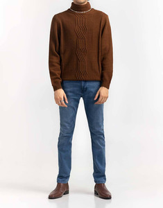 Men O Neck <b>Jumpers</b> Knitted Sweater Long Sleeve <b>Pullovers</b> Striped Casual Loose Fit Slight Standard Wool Winter - Product Image 1